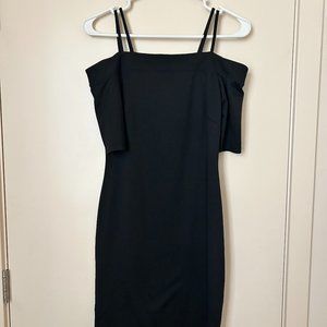 Black Off Shoulder Strappy Bodycon Mini Dress